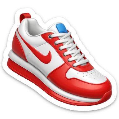 3D Apple-style emoji of a sneaker pressing down on the ground, showing the sole clearly. Rounded, glossy, smooth, soft shadows, white background. sticker
