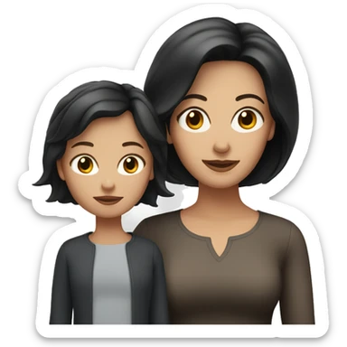 White mom with black short hair and daughter with LONG BROWN HAIR  sticker