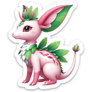 Shiny Exotic Cute Majestic Ethereal Sparkly Flygon-Sylveon-Shaymin-Meganium-Hybrid-Creature with white pattern-markings sticker