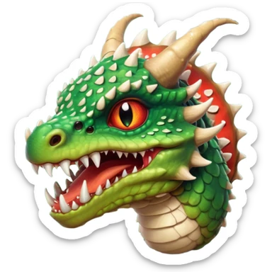 poisonous mushroom dragon beast portrait, head and shoulders only, small dragon face, mushroom cap scales, glowing green spores, sharp teeth, fantasy animal monster vibe, 3D cartoon, mobile game icon style, clean background, no text, no watermark

 sticker