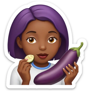 Black girl eating eggplant sticker