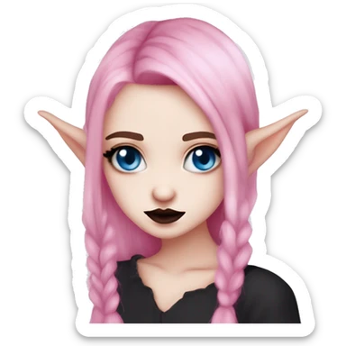 Cute spooky brown lips CUTE pink pale vampire teeth pretty pink eyebrows vampire goth princess elf ears blue eyes pink hair sticker