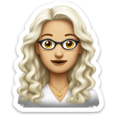 Una donna bianca con capelli neri lunghi occhiali oro che fa vedere il pollice e il mignolo incavolata sticker