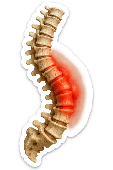 spina dorsale infiammata e storta, scoliosi, iperrealistico 4k sticker