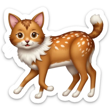 Cat kicking inside deer’s stomach, sticker