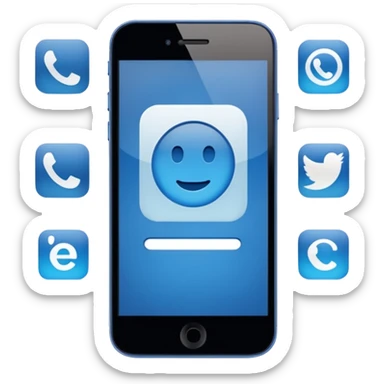 Ad on phone blue colors social media sticker