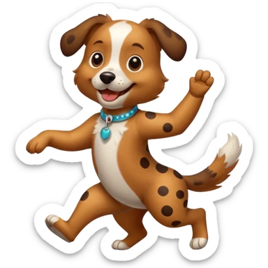 dancing dog with spots sticker