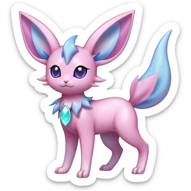Shiny Cool Sparkly Cute Ethereal Espeon-Sylveon-Nidorino-Fakemon-hybrid-fusion- full body sticker