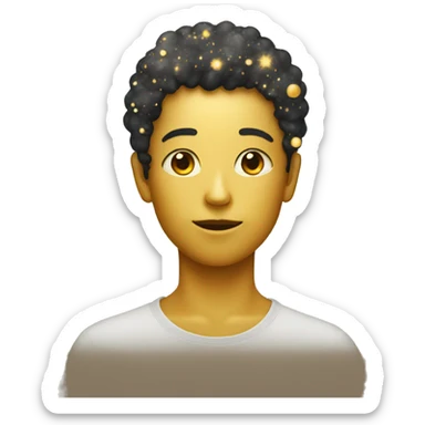 Person wearing t shirt filled with golden galaxies sticker