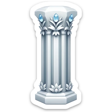 generate beautiful white crystal pillar intricate front view more beautiful with flowers wrapping around the pillar  sticker