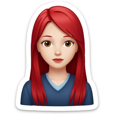 white girl with cherry red long straight hair sticker