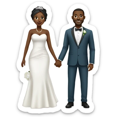 nigeria wedding full body  cartoon african wife to the left and husban to the right sticker