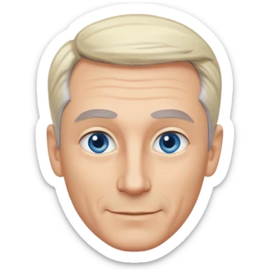 Avatar pic male gray hair blue eyes clean shaven blonde eyebrows high cheekbones sly smile sticker