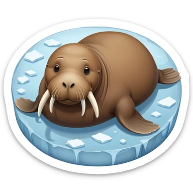 A walrus in a cute circle shape lounges on the ice, its round body and tusks making it extra adorable sticker