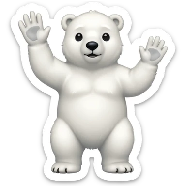 full body polar bear waving sticker