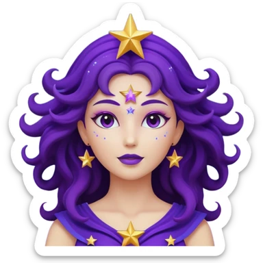 3D render of Star Goddess made of deep space cosmic energy, Silhouette filled with galaxies, glowing purple edges, silhouette shape with no facial features, Apple emoji style, isolated on white background --v 6.0 sticker