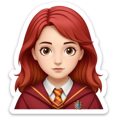 Georgina Leonidas is Katie Bell in harry potter, wear hogwarts gryfindor uniform sticker