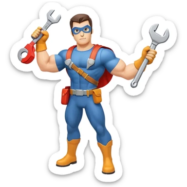 HVAC repairman superhero action figure sticker
