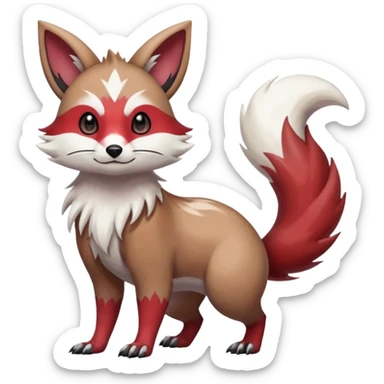 Colorful Skilled Adept Graceful Asian Painted Furret-Lycanroc-Zangoose-fusion-hybrid-creature (full body) sticker