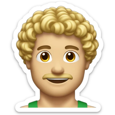 Italian blond curly hair men muscular lift weight sticker