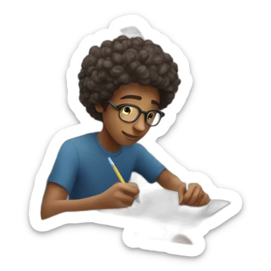 a student writes an exam with a mobile phone in his hand sticker