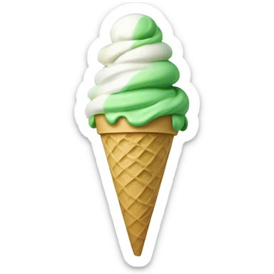 Green and white swirled ice cream cone  sticker