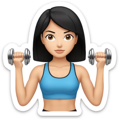 mujer fit con pelo negro y sosteniendo 2 mancuernas sticker