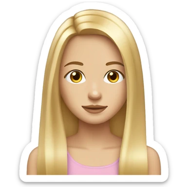 blonde long  straight hair cute girl with hazel eyes with freckles sticker