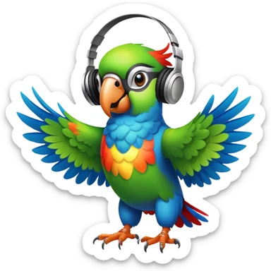Crazy Parrot With A Headset Dancing With Rhythm sticker