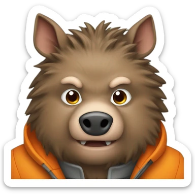 ANGRY wild boar with orange jacket sticker