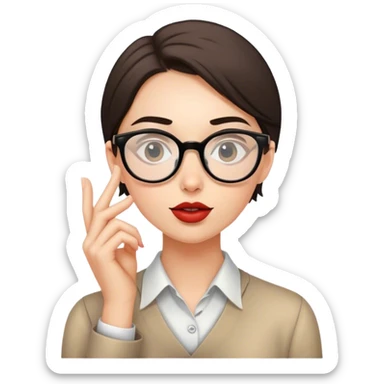 young stylish teacher in glasses tells a secret sticker