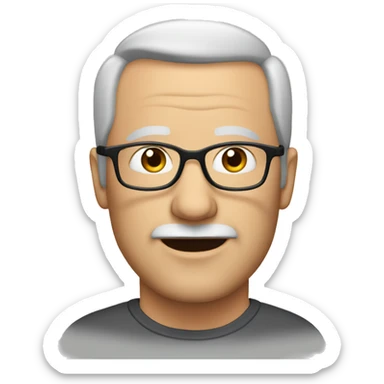 a white middle aged man with glasses an receding hairline, gray hair and stubble sticker