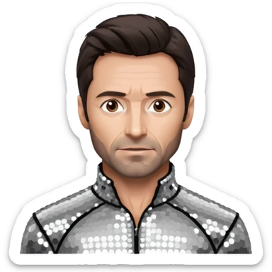 Hugh Jackman with Dark Brown Hair, Silver Sequin Outfit sticker
