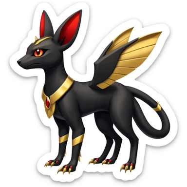Shiny 4-legged Umbreon-Anubis-Salandit-Beedrill-fusion, full body sticker