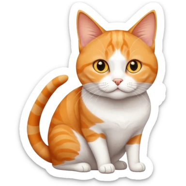 full body orange and white domestic shorthair slim cat with yellow/orange eyes and a white triangle pattern on his face playing sticker
