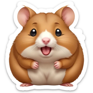 Cinematic Cute Yawning Brown Hamster Portrait Emoji, Head tilted slightly with a dramatic, wide-open yawn, showcasing a smooth, rich brown coat with tiny droopy ears, round dark eyes barely open in drowsy contentment, Simplified yet irresistibly adorable features, highly detailed, glowing with a soft, cozy glow, high shine, relaxed yet expressive, stylized with a touch of whimsy, bright and endearing, soft glowing outline, capturing the essence of a sleepy yet affectionate hamster, so drowsy it feels like it could stretch out of the screen and curl up for a nap! sticker