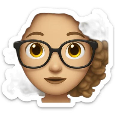 Pregnant White woman with long brown hair and glasses sticker