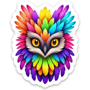 lush warm-colored modern colorful neon-colored Fakémon-Trico-creature sticker