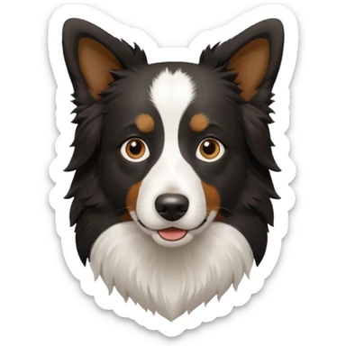 border collie predominantly black fur with brown on the eyebrows and neck sticker