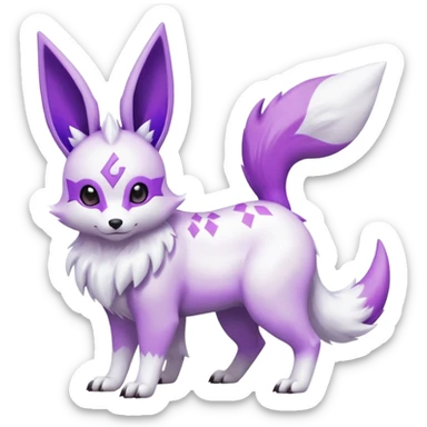 Hyper-realistic pastel wildlife Beautiful Real life wild feral Frosty Albino Shiny White with Violet markings Eevee-Liepard-Zangoose-Pokémon-Digimon-Fakémon-fusion-hybrid-creature sticker
