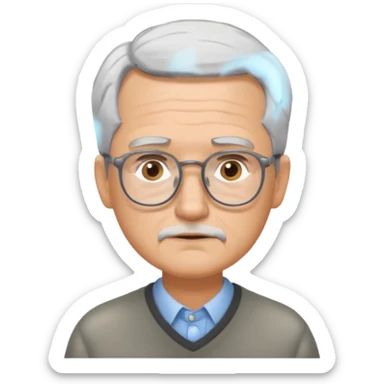 Grey haired man with glasses pondering  sticker