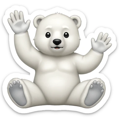 full body polar bear waving while sitting sticker