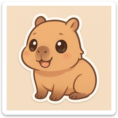 happy capybara in chibi anime style, big eyes, cute expression, soft colors, simple background sticker
