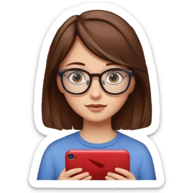 una ragazza con capelli marroni con occhiali guarda netflix sulla tv sticker