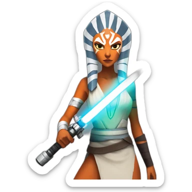 Hot Ahsoka Tano (full body, horns) white lightsaber sticker