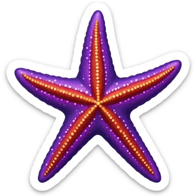 color gradient between red and purple glitter starfish sticker