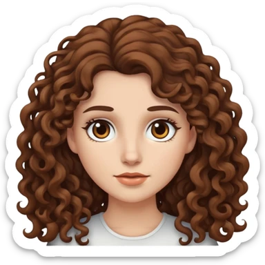 White female  Long curly brown hair  Dark brown eyes
 sticker