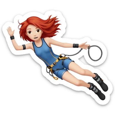 bungee jumping face only with hair flying red long hair sticker