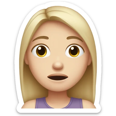  White girl ashamed of herself of hiding and covering face in hands sticker