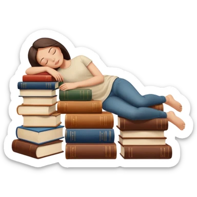 books scattered full body over it closed eyes  sticker